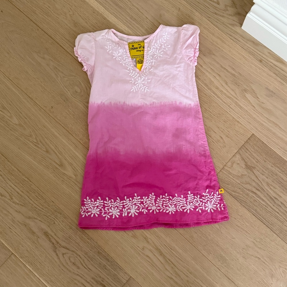 handmade pink floral dress girls